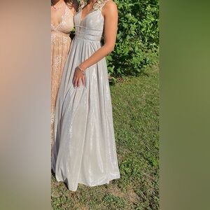 Elegant Silver Prom Gown